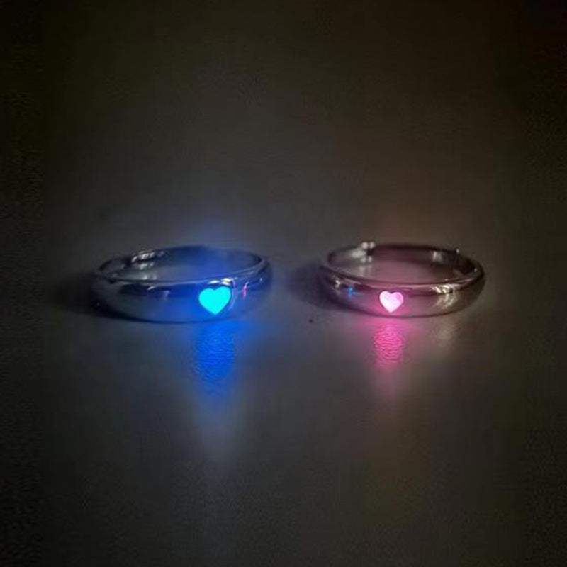Niche Love Luminous Adjustable Mouth One Pair Of Lovers For Rings