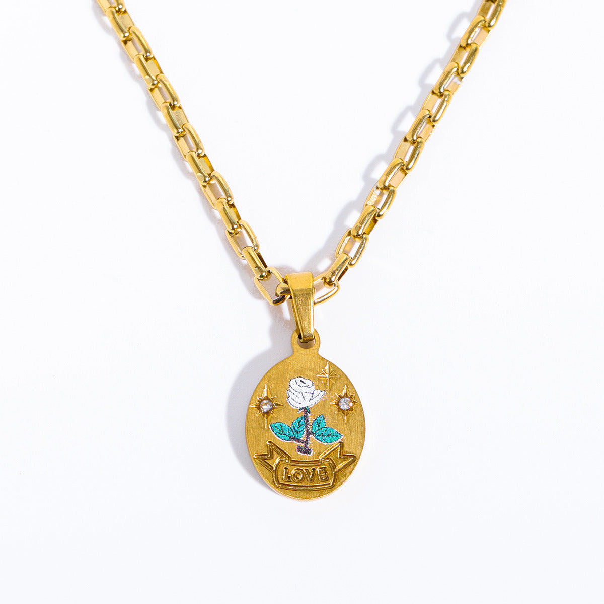 Colliers à pendentif en acier inoxydable de luxe léger peint