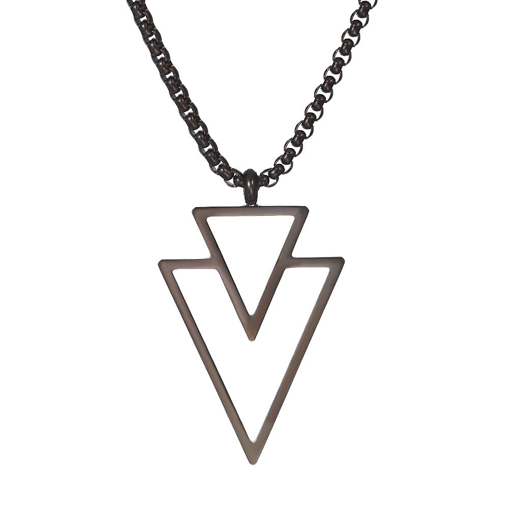 Colliers froids personnalisés géométriques en acier inoxydable avec pendentif triangulaire pour hommes