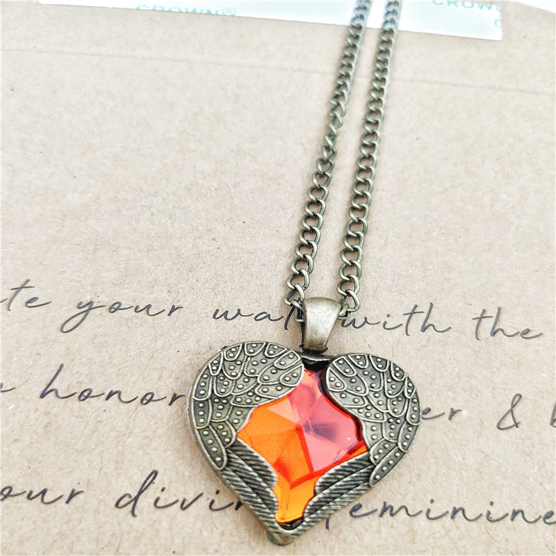 Peach Heart Wings Long Short Love Pendant Niche Temperament Necklaces