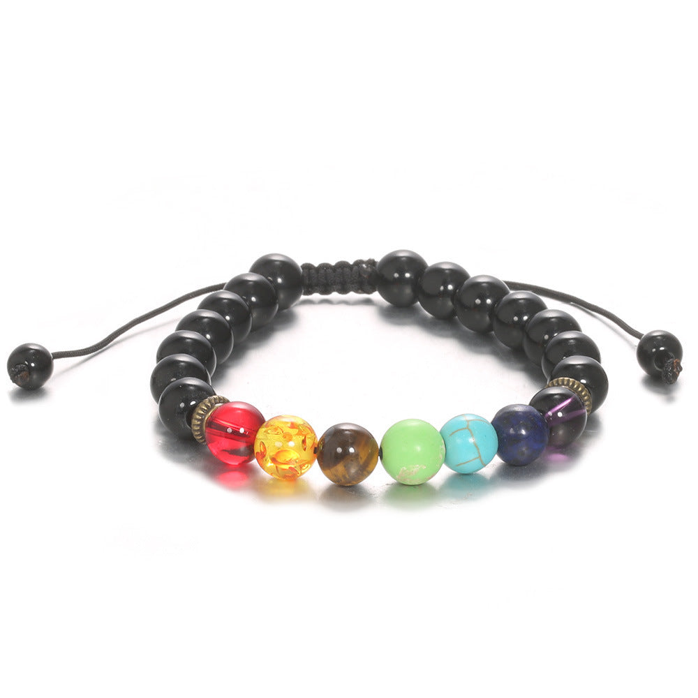 Handgefertigte Yoga-Armbänder aus schwarzem Vulkangestein mit Perlen