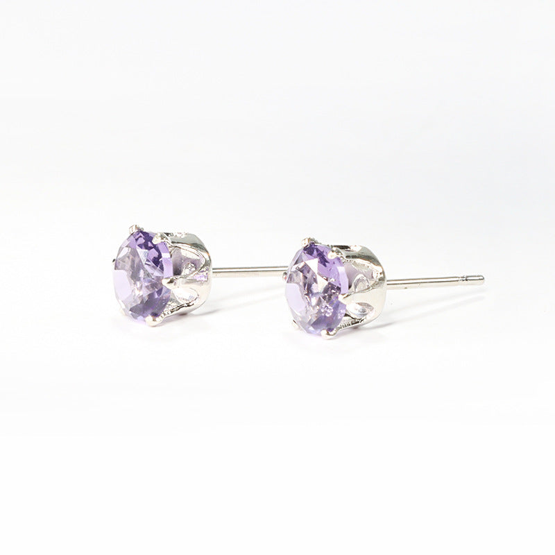 Women's & Men's Steel Color Zircon Diamond For Fashion Stainless Ear Stud Earrings