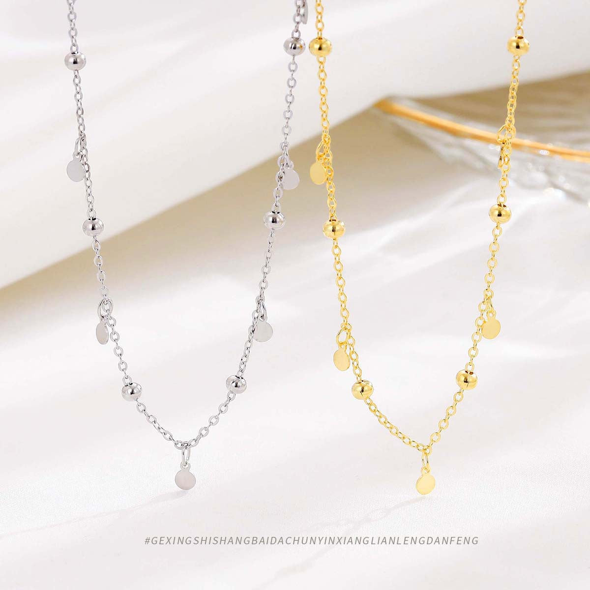 Women's Sterling Sier Spacer Bead Temperamental Minority High-grade Ornament Light Necklaces