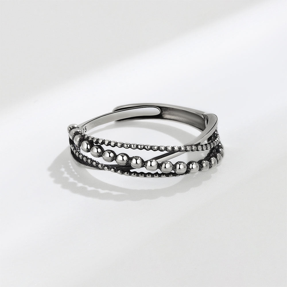 Cool Couple Ornament Fashion Simple Polka Dot Beaded Thai Rings