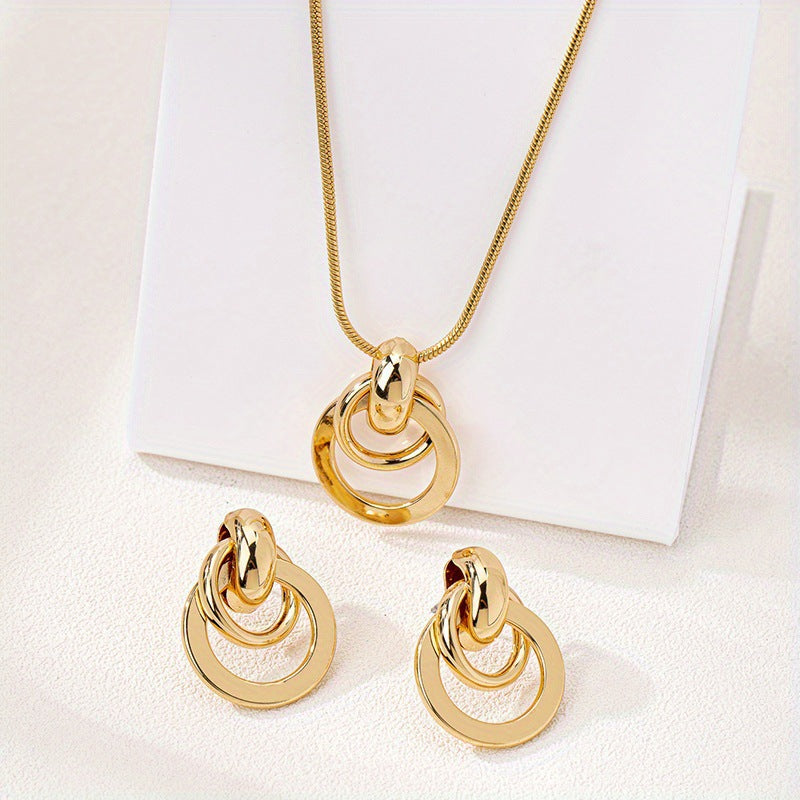 Light Luxury Gold Geometric Suite Simple Fashion High Jewelry Set