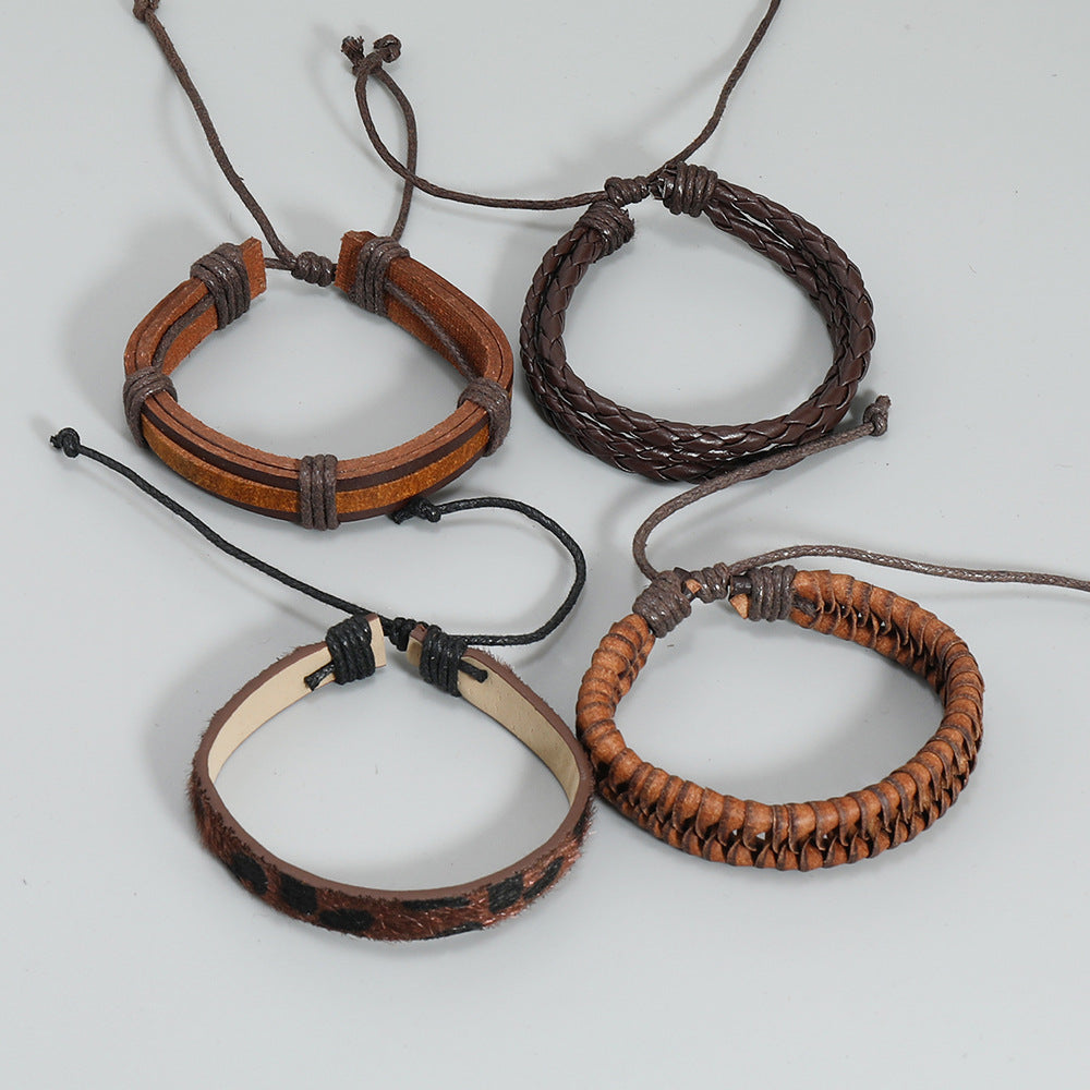 Damen & Herren & Ornament Einfache handgefertigte Vintage-Armbänder aus Rindsleder