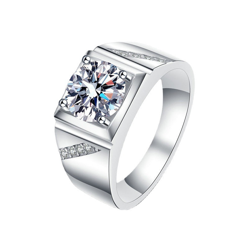 Herrenringe mit 2-karätigem, imitiertem Moissanit-Diamant aus Stein