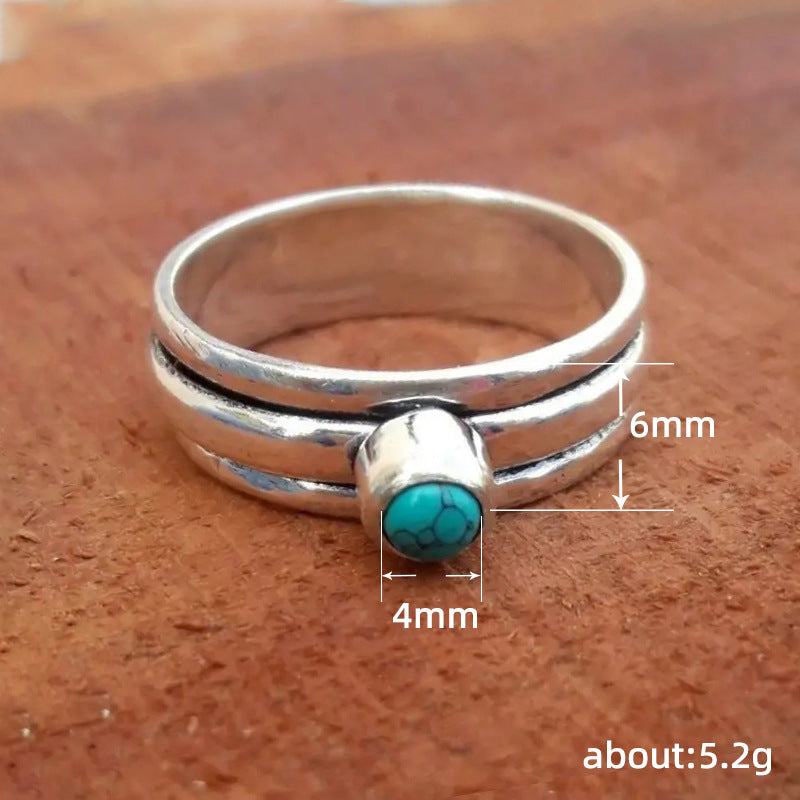 Shi Jewelry Round Imitation Opal Retro Rings