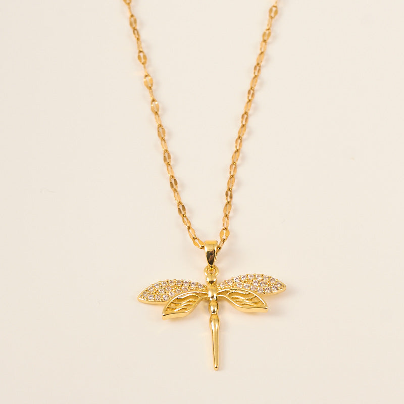 Women's Light Luxury Personality Hollow Out Dragonfly Micro Necklace