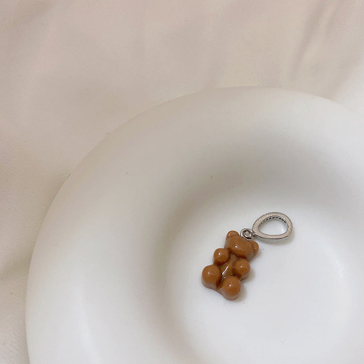 Colliers féminins avec pendentif Smiley en métal ours transparent