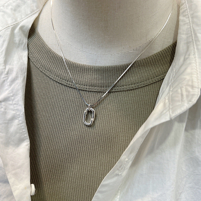 Pendentif ovale en forme d'os de serpent pour femmes, colliers simples