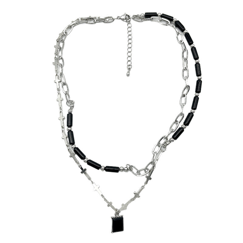 Twin Cross Dark Female Summer Design Sense Niche Pendant Necklaces