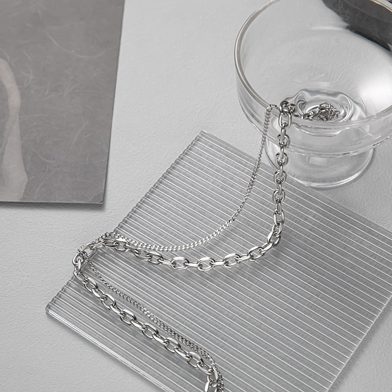 Women's & Men's Thick And Thin Chain Stacked With Double Necklaces