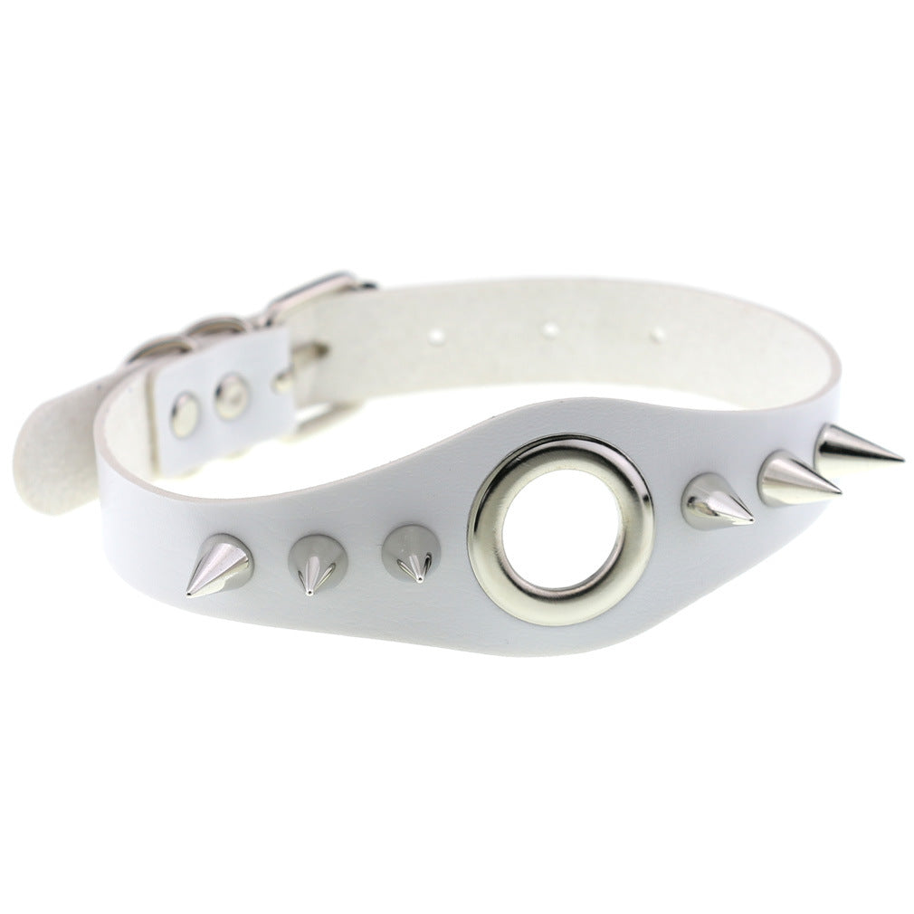 Punk Goth Leather Rivet Pointed Nail Personality Necklaces