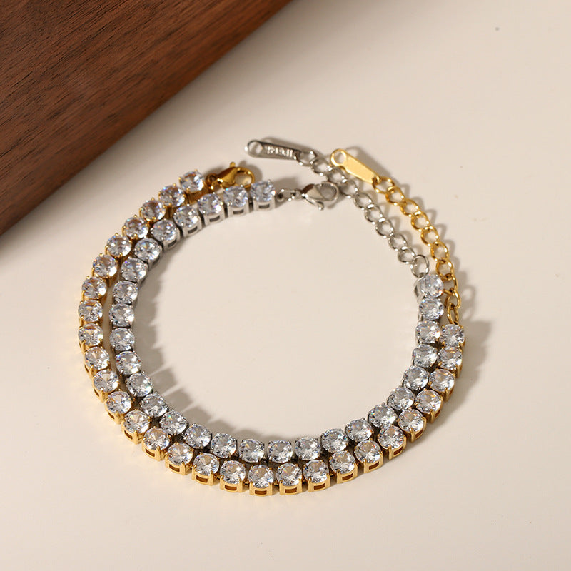 Women's Steel Simple High Sense Inlaid Zircon Bracelets