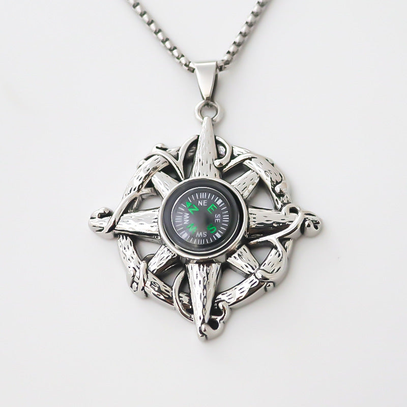 Men's Alloy Pendant Design Compass High-grade Trendy Necklaces