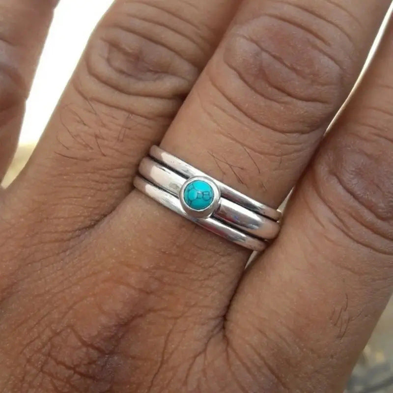 Shi Jewelry Round Imitation Opal Retro Rings