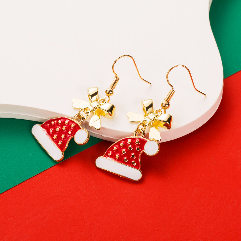 Ear Hook Personality Elk Snowflake Stockings Earrings