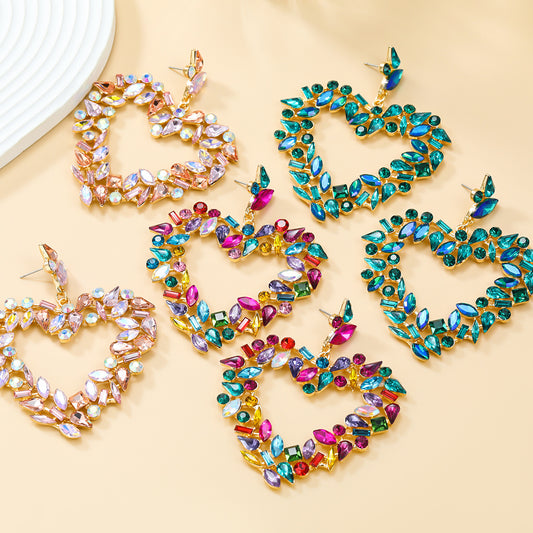 Love Heart-shaped Female Splendid Diamond Peach Earrings