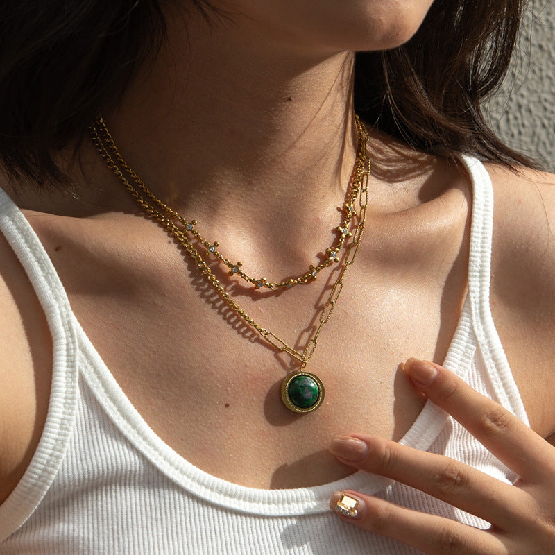 Wind Titanium Steel Twin Female Design Necklaces