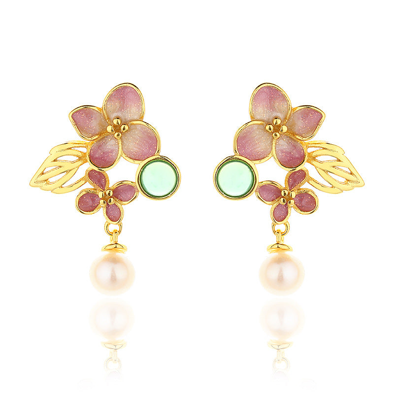 Women's Enamel Color Single Hydrangea Flower For Rings