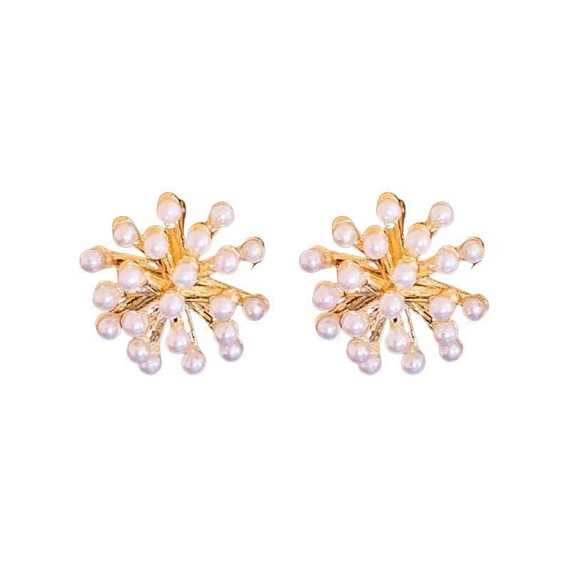 Sier Needle Light Luxury Minority Pearl Stud Earrings