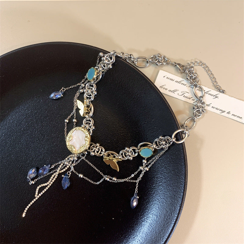 Women's Tassel Chain Water Drop Pendant Retro Necklaces