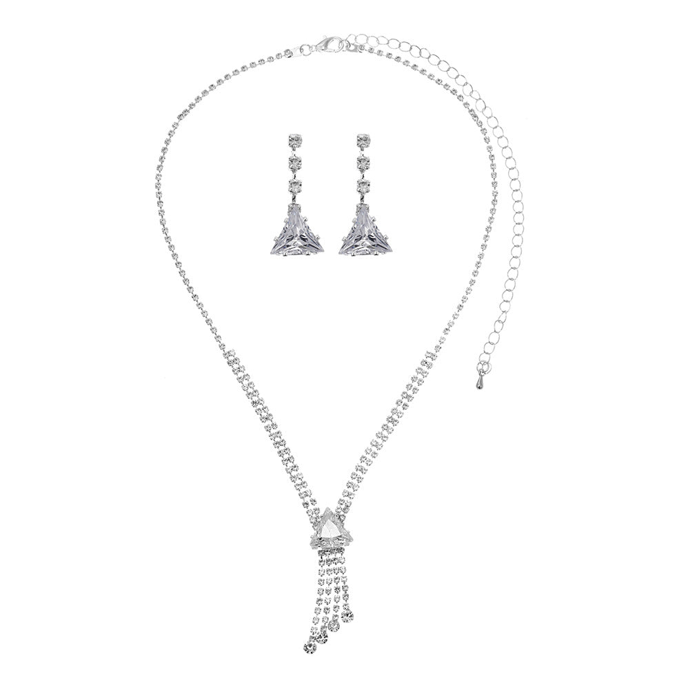 Fashion Brilliant Rhinestones Eardrops Wedding Ceremony Necklaces