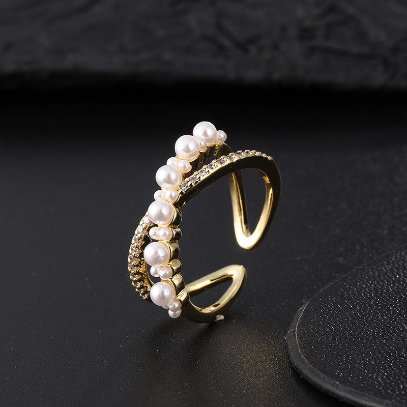 Women's Special Interest Light Luxury Design Pearl Fashion Rings