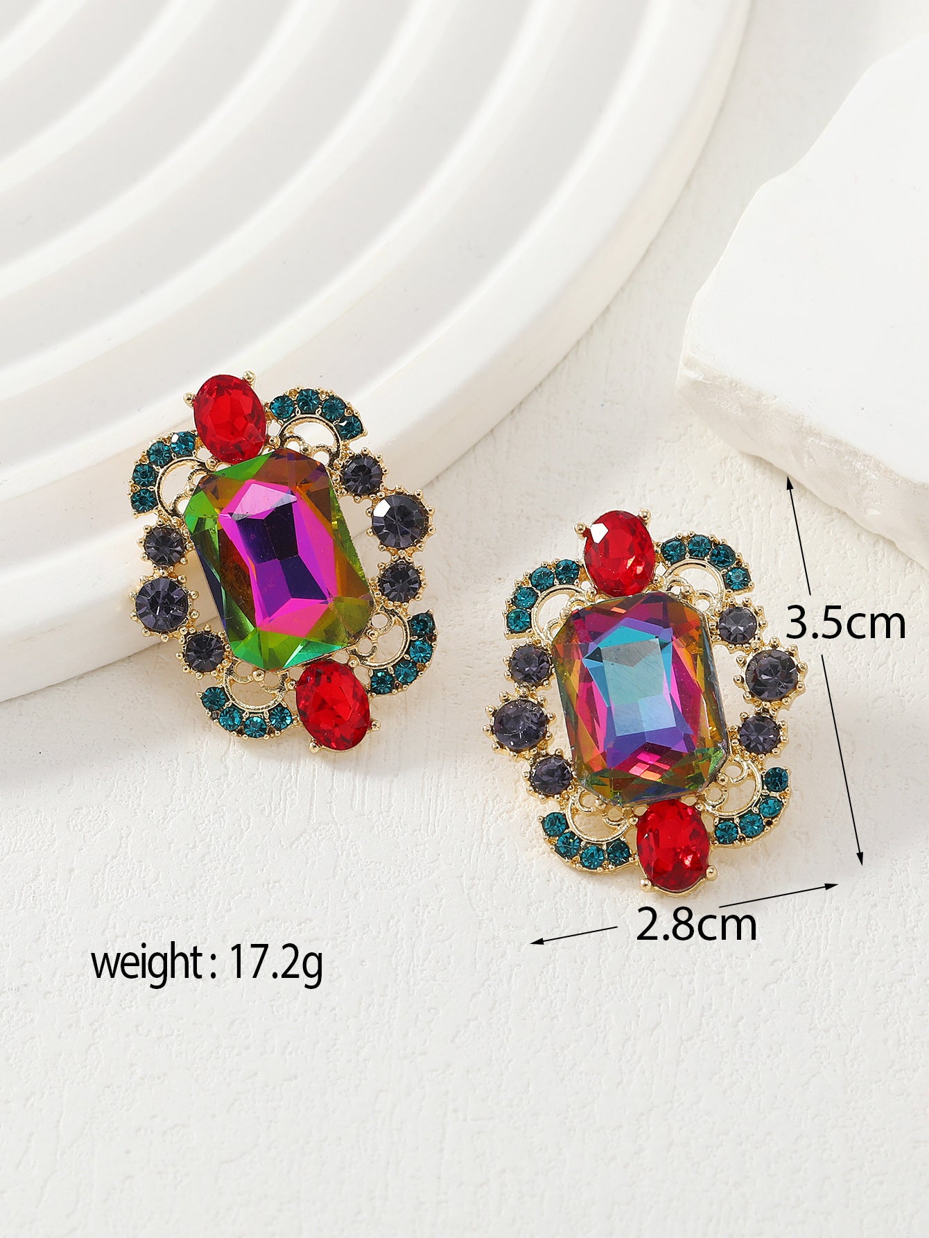 Style Gem Series Geometric Square Water Stud Earrings