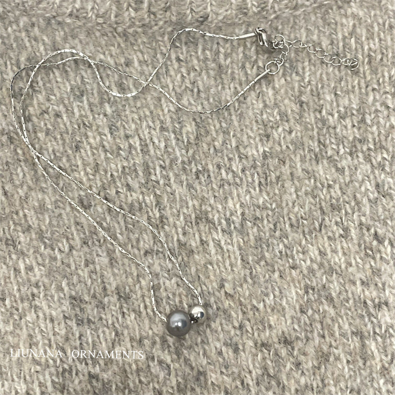 Colliers de tempérament rétro avec pendentif en perles grises brillantes de Tahiti