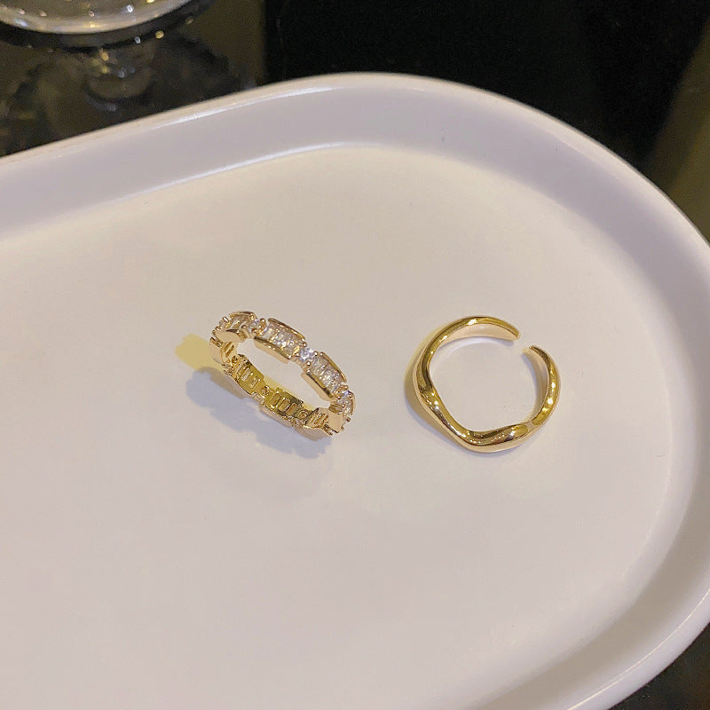 Women's Two-piece Set Light Luxury Minority Open Rings