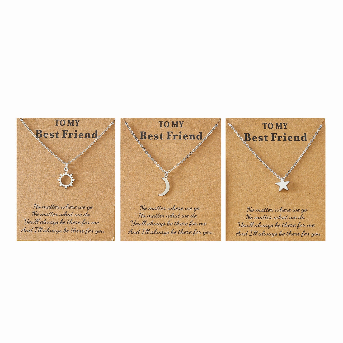 Card Personalized Stainless Steel Sun Moon Necklaces