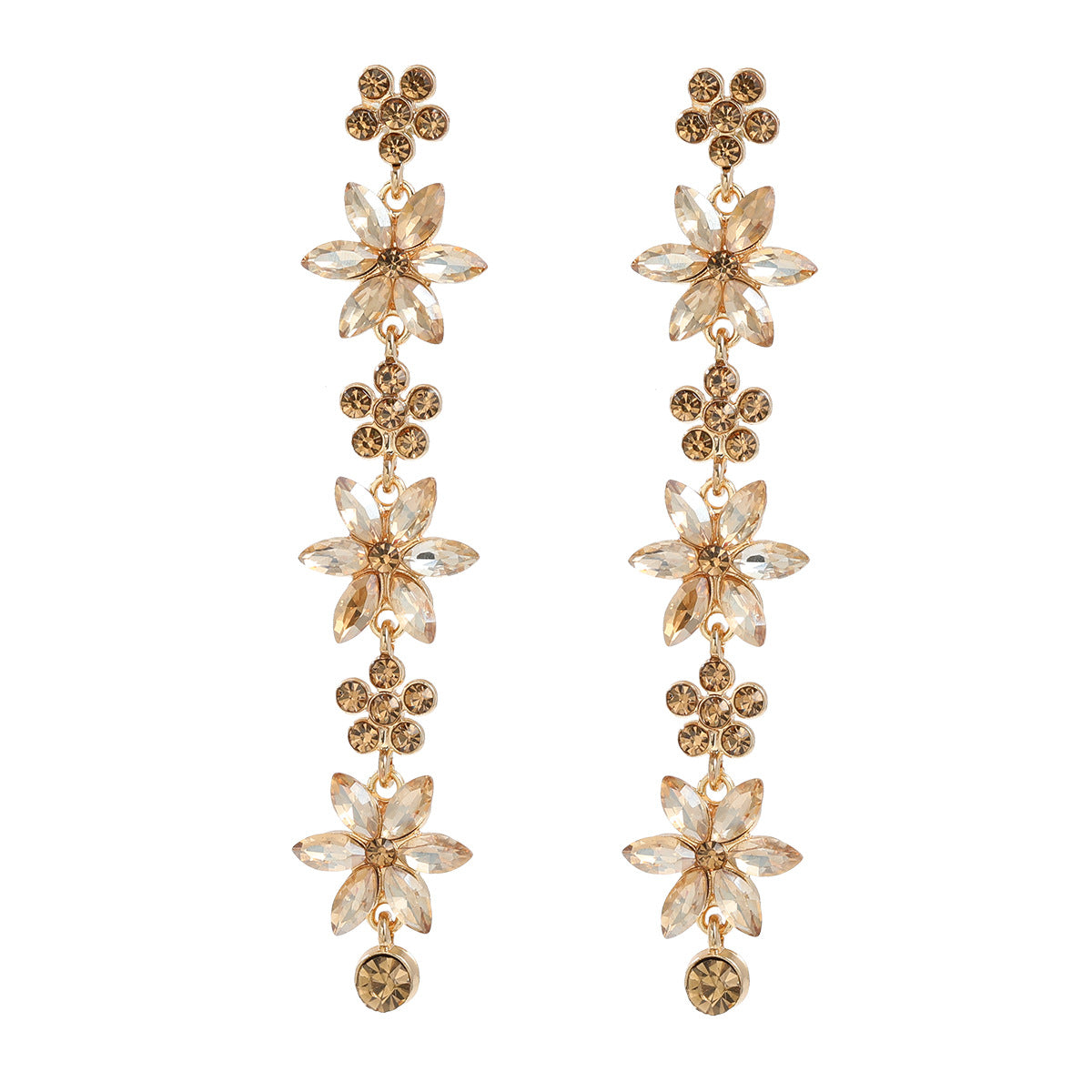 Women's Stylish Colored Diamond Flower Elegant Alloy Earrings