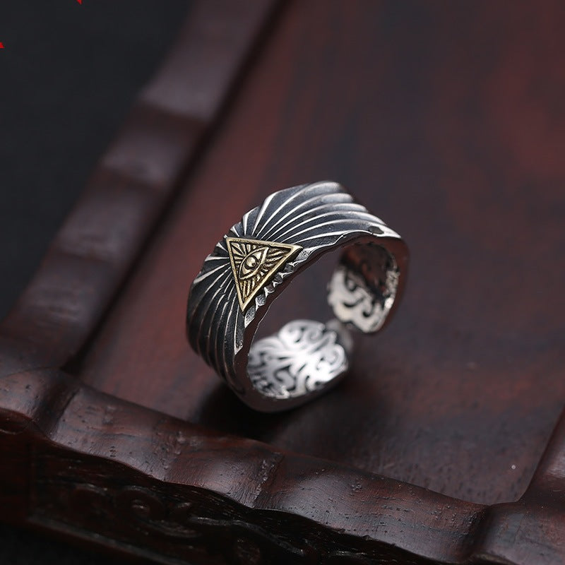 Women's & Men's & Chiba Thai Sier Trendy Retro Handmade And Eye Of Rings