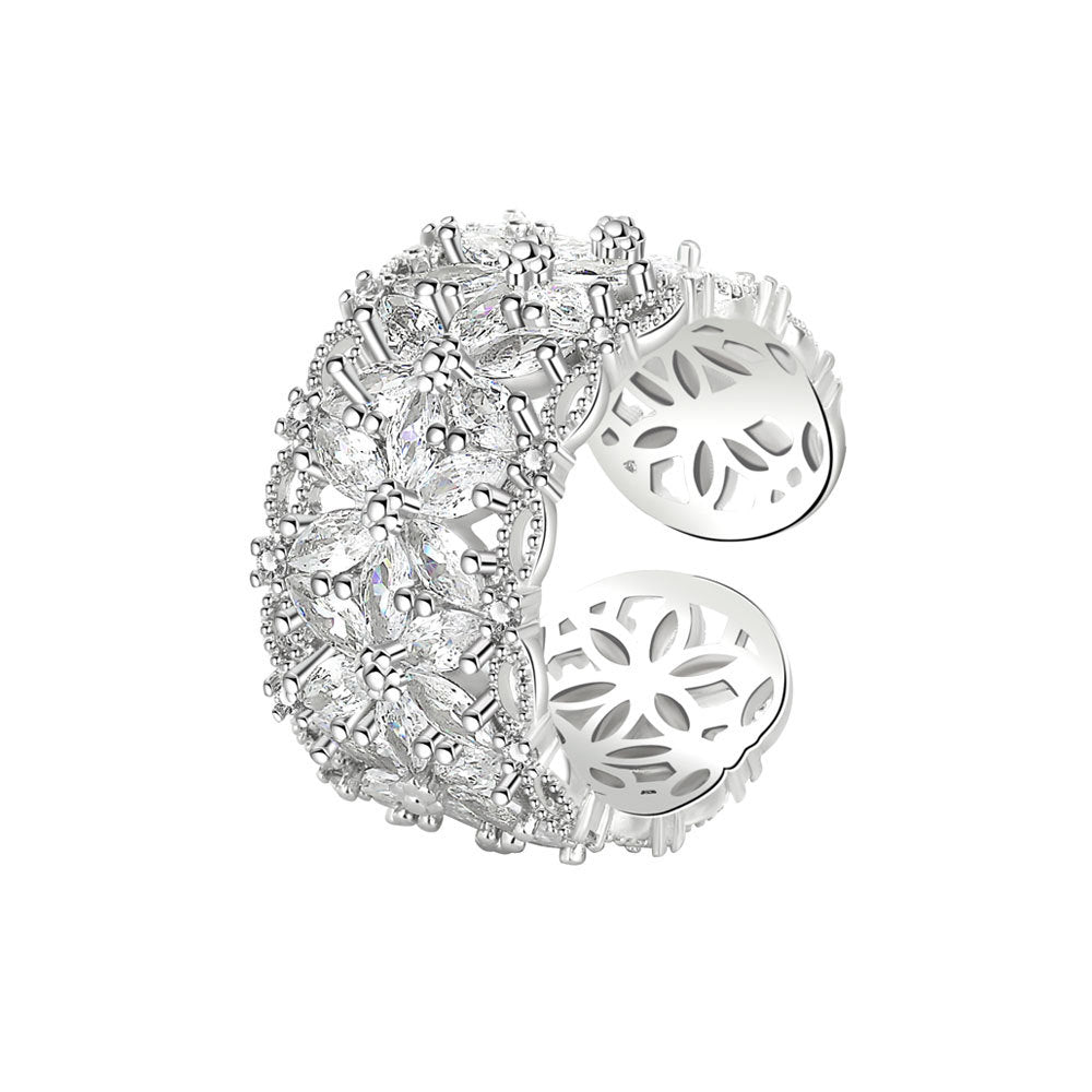 Design Flower Zircon Female Light Luxury Rings