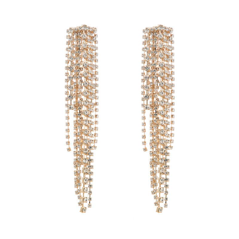 Women's Alloy Diamond Long Fringe Trendy Super Earrings