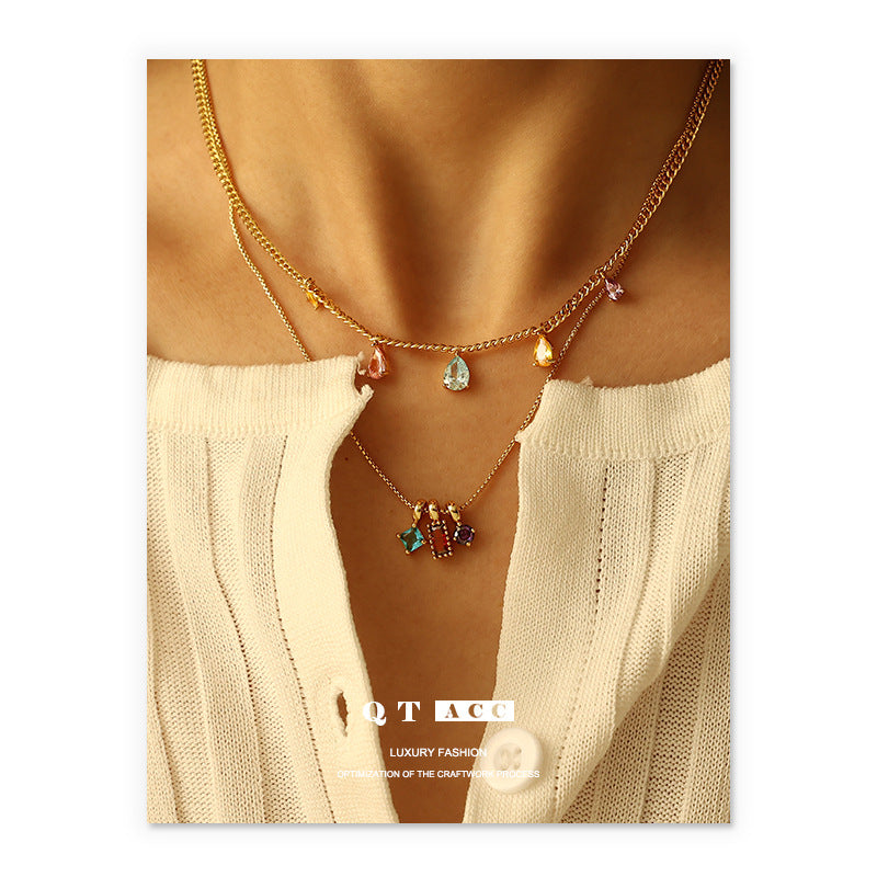 Colliers de cou à pendentif en Zircon de couleur d'été gracieuse pour femmes