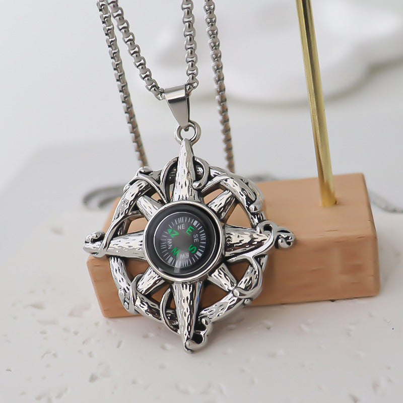 Men's Alloy Pendant Design Compass High-grade Trendy Necklaces