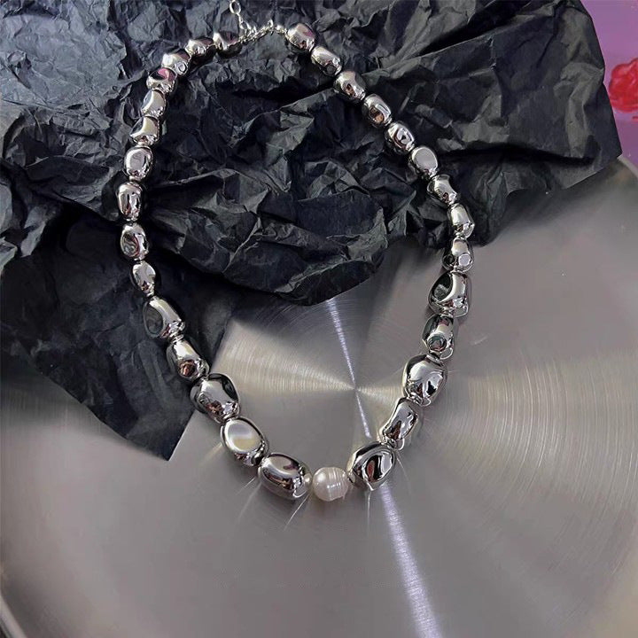 Colliers tendance hip hop irréguliers en perles d'eau douce