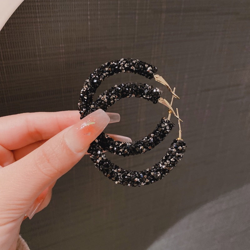 Women's Fashion Big Eardrop Full Diamond Temperament Circles Earrings