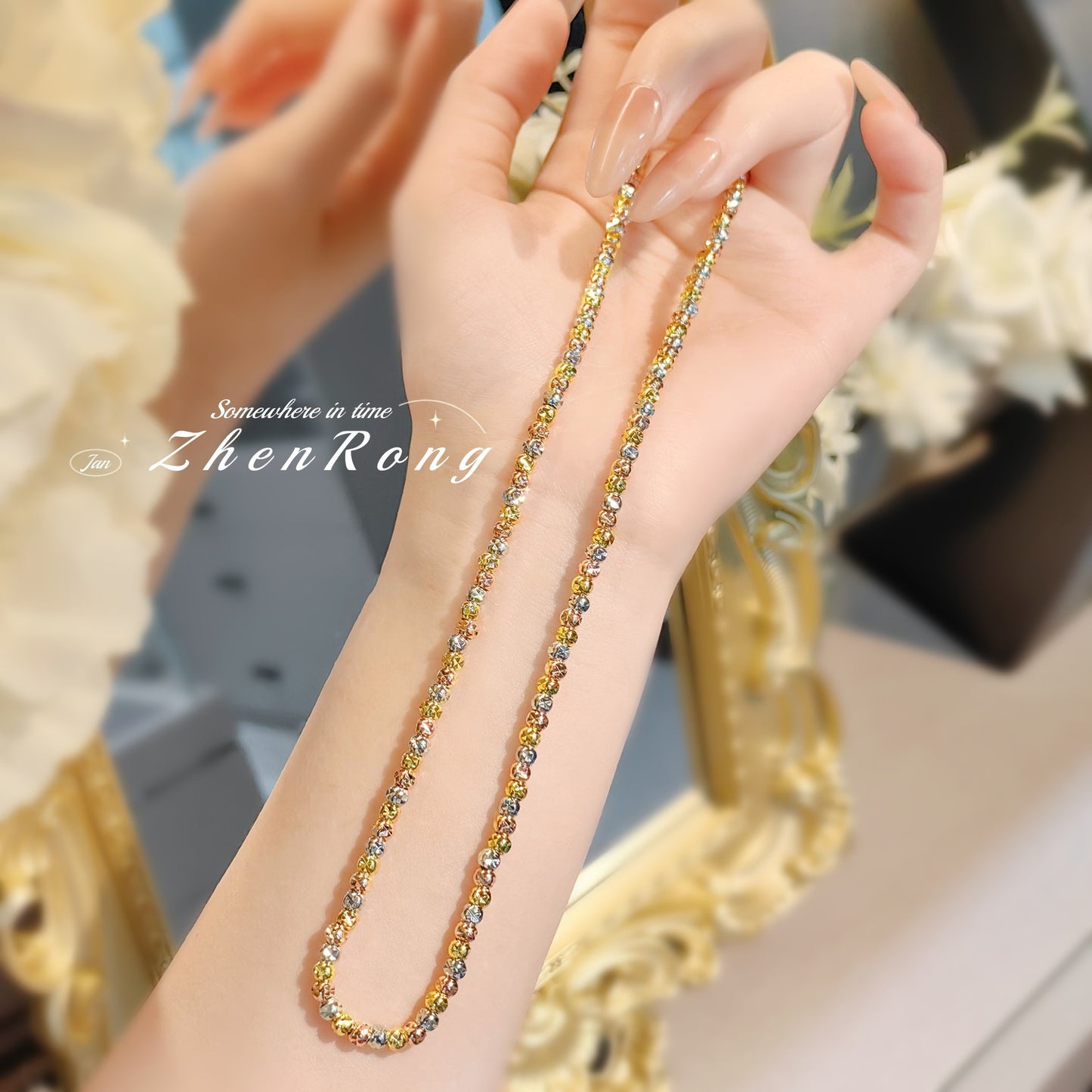 Women's French Retro Gold Universal Chain Sweater High-grade Three-color Jewelry Set