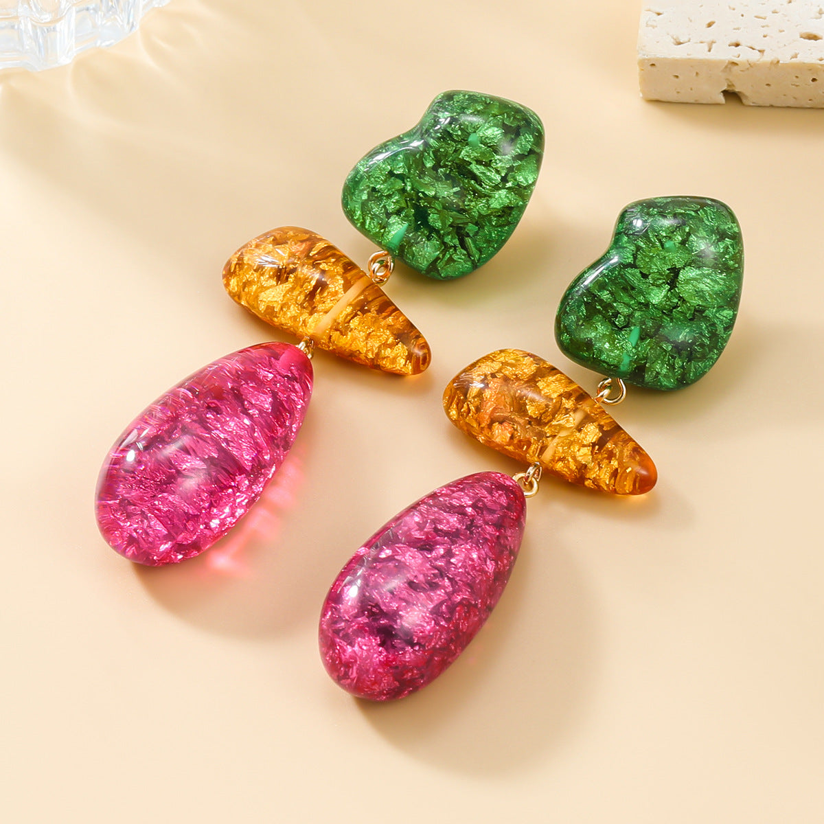 Women's Summer Colorful Geometric Resin Bohemian Ornament Rings