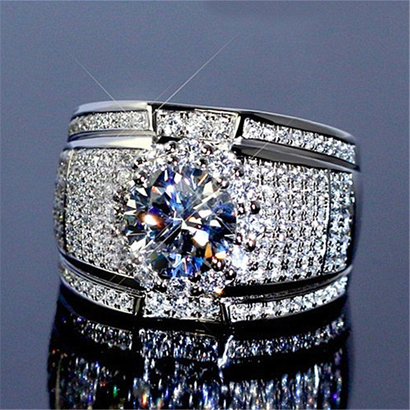 Men's Classic Luxury Full Diamond Sier Rings