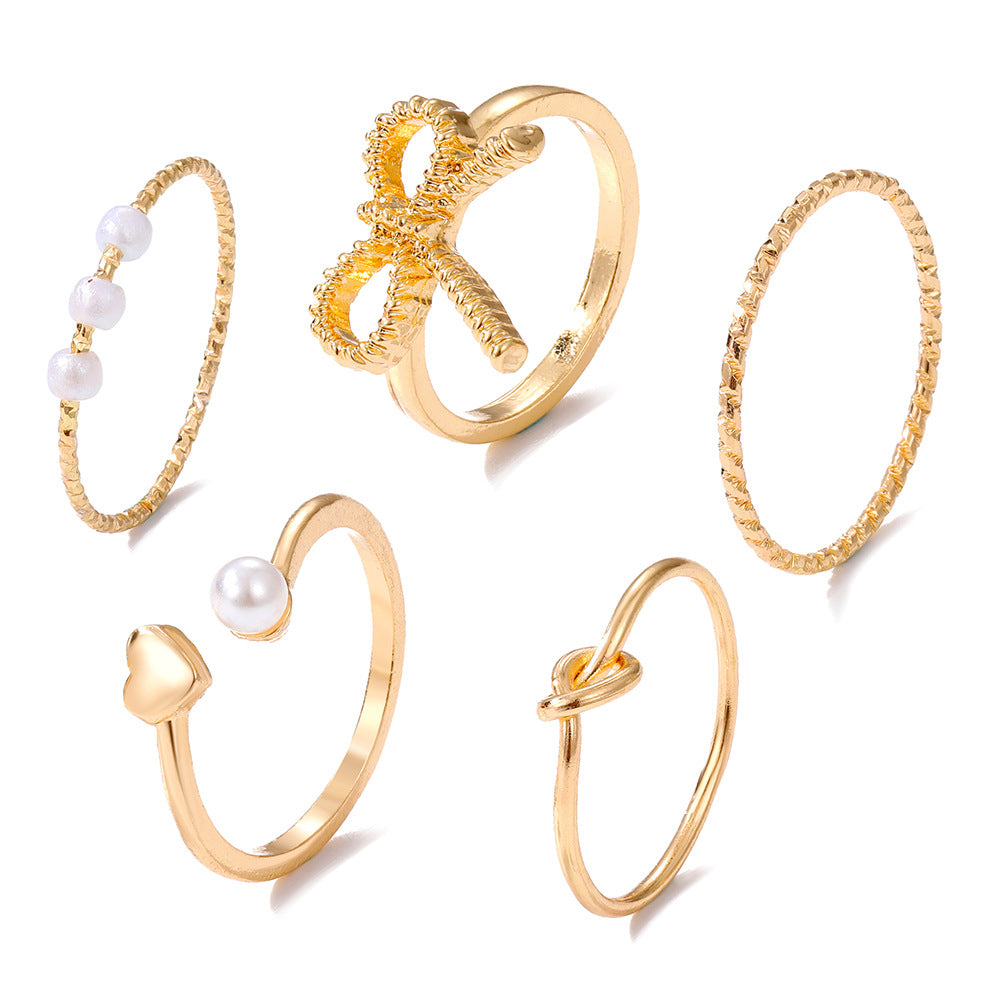 Twist Butterfly Set Of Knuckle Alloy Simple Rings