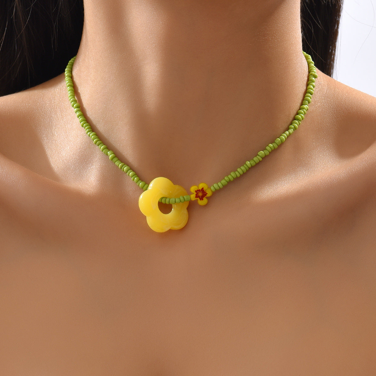 Acrylic Handmade Flower Fresh Mori Niche Design Necklaces