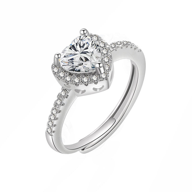 Klassische herzförmige Zirkon-Verlobungsringe für Damen mit Kupferbeschichtung