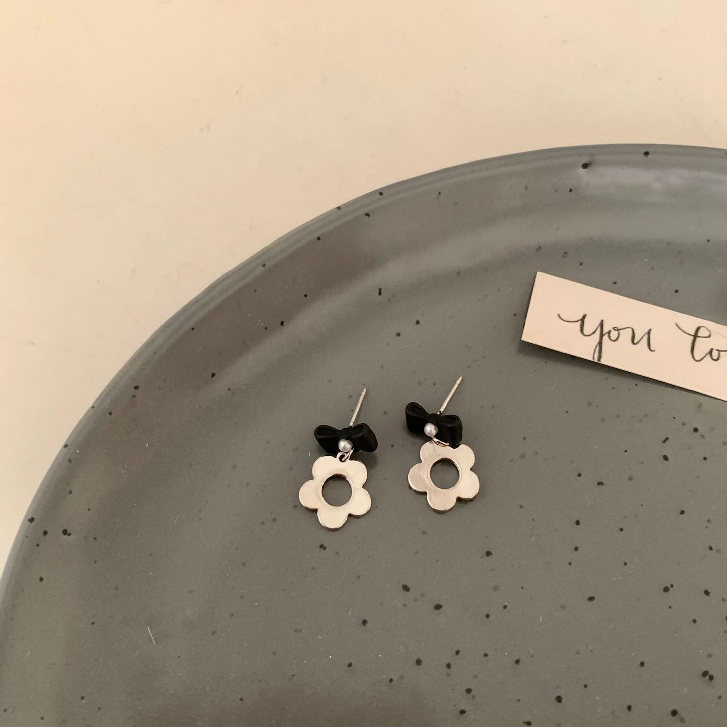 Love Heart Flowers Bow Cold Style Earrings