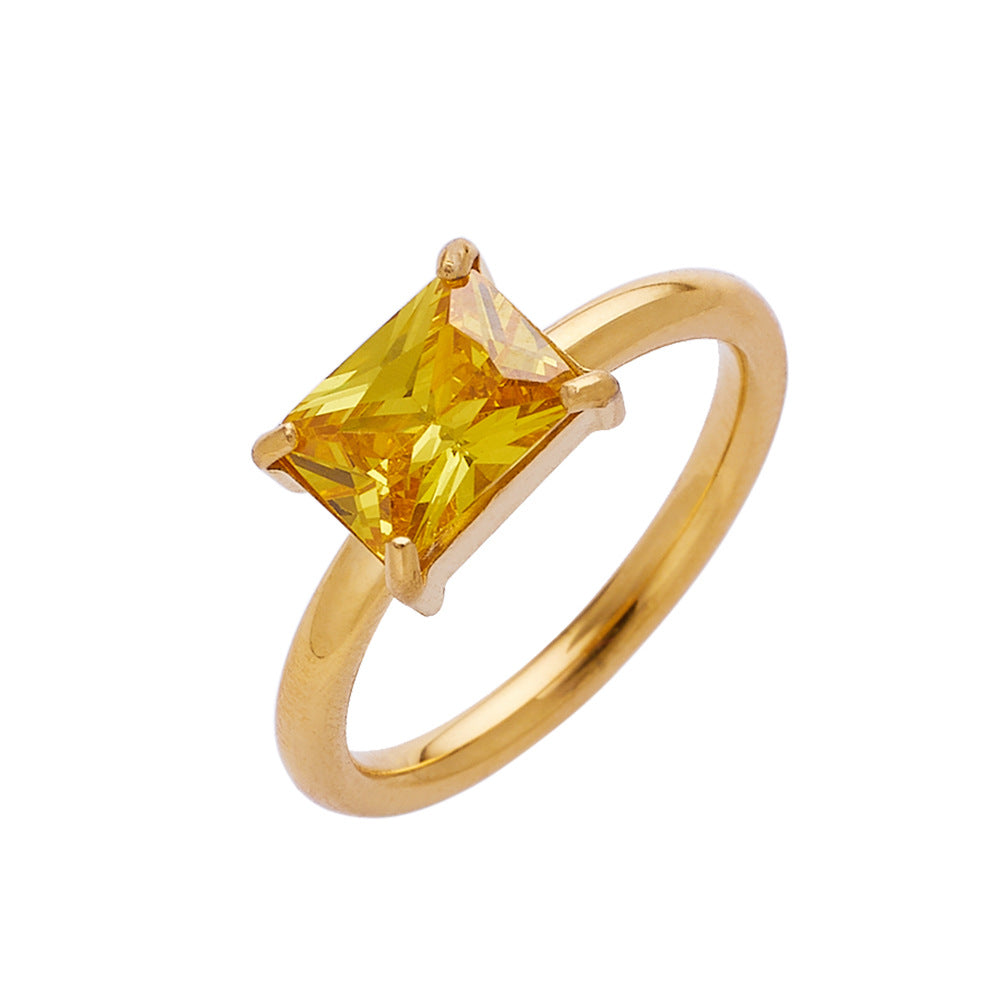Stainless Steel Female Gold Plated Design High Sense Ring