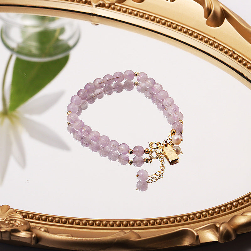 Natural Crystal Female Niche Romantic Lavender Amethyst Elegant Graceful Bracelet